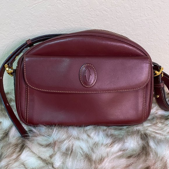 Vintage authentic de CARTIER BORDEAUX crossbody - Picture 2 of 12